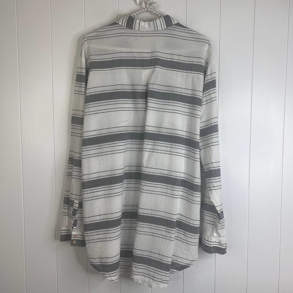 Matilda Jane Gray and White Button Front Tunic with Tab Sleeves SZ XXL - Picture 5 of 7